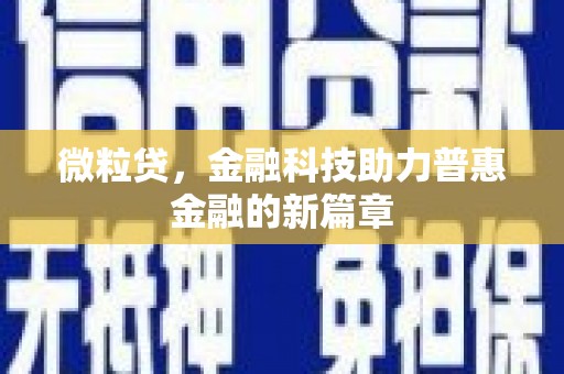 丽水微粒贷，金融科技助力普惠金融的新篇章