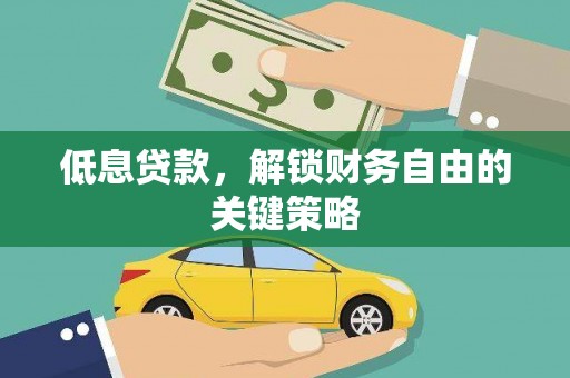 丽水低息贷款，解锁财务自由的关键策略