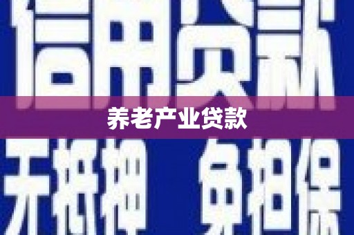 丽水养老产业贷款