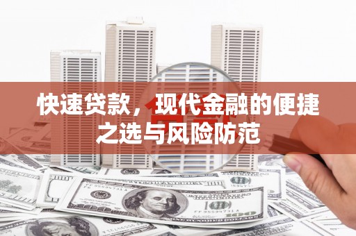 丽水快速贷款，现代金融的便捷之选与风险防范