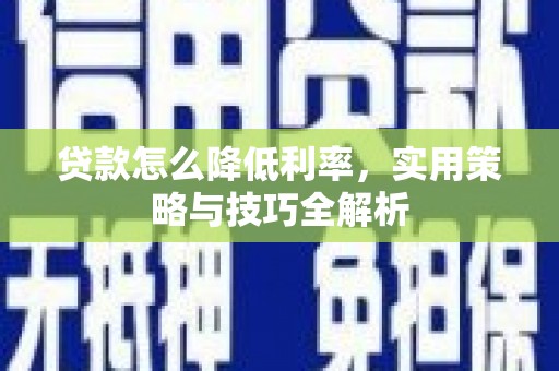 丽水贷款怎么降低利率，实用策略与技巧全解析