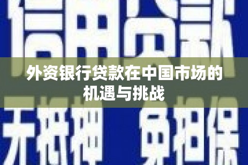 丽水外资银行贷款在中国市场的机遇与挑战