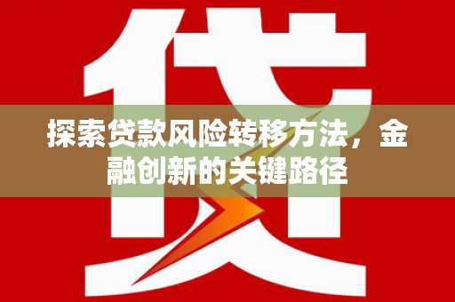 丽水探索贷款风险转移方法，金融创新的关键路径