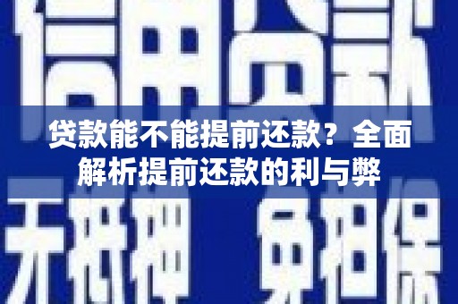 丽水贷款能不能提前还款？全面解析提前还款的利与弊