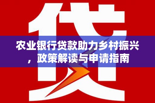 丽水农业银行贷款助力乡村振兴，政策解读与申请指南