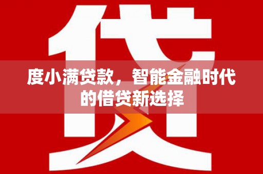 丽水度小满贷款，智能金融时代的借贷新选择