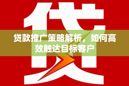 丽水贷款推广策略解析，如何高效触达目标客户