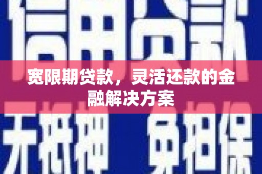 丽水宽限期贷款，灵活还款的金融解决方案