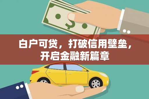 丽水白户可贷，打破信用壁垒，开启金融新篇章