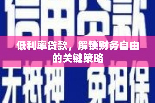 丽水低利率贷款，解锁财务自由的关键策略