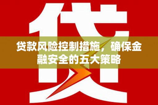 丽水贷款风险控制措施，确保金融安全的五大策略