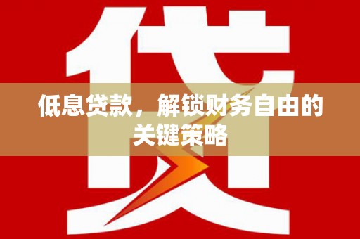 丽水低息贷款，解锁财务自由的关键策略