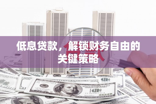 丽水低息贷款，解锁财务自由的关键策略